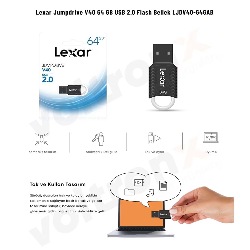 Lexar Jumpdrive V40 64 GB Flash Bellek