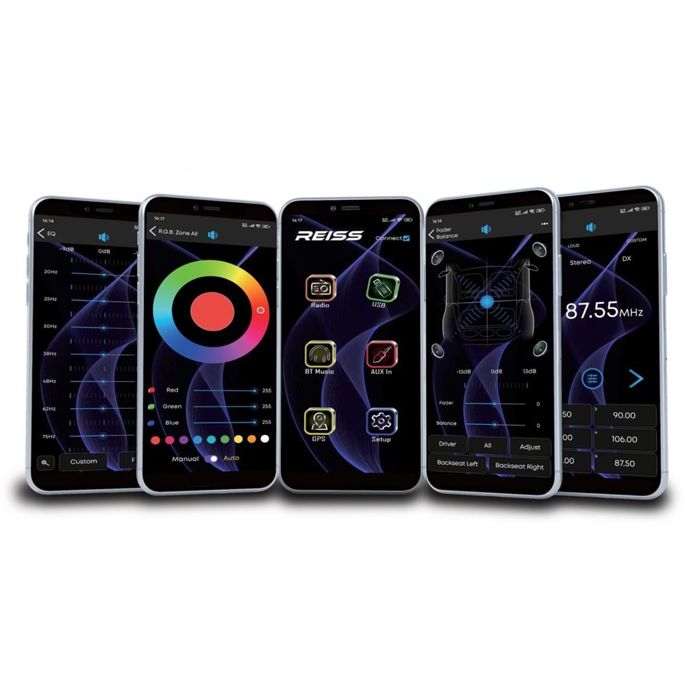 Reıss Audıo RS-MX88DSP App CONTROL/USB/DSP/BT/MULTICOLOR/FM/AUX/4X51W 4 Anfi Çıkışlı