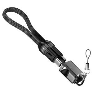 S-link Armor CC-020 60W 20 cm Type-C to Type-C PD Örgülü Metal Başlıklı Siyah Hızlı Şarj Kablosu