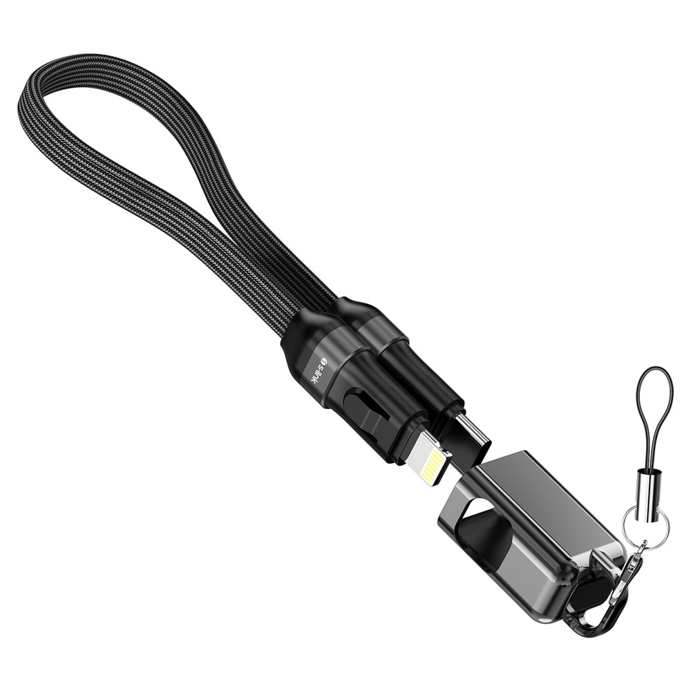 S-link Armor CL-020 30W 20 cm Type-C to Lightning PD Örgülü Metal Başlıklı Siyah Hızlı Şarj Kablosu