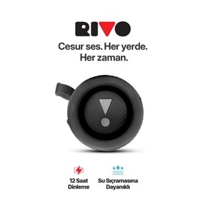 Powerway RİVO Siyah Taşınabilir Bluetooth Kablosuz Hoparlör 12 Saat Oynatma Çoklu Bağlantı