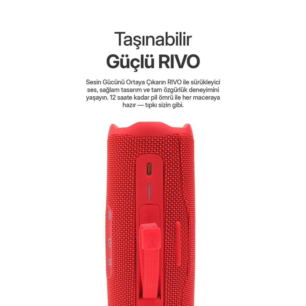 Powerway RİVO Kırmızı Taşınabilir Bluetooth Kablosuz Hoparlör 12 Saat Oynatma Çoklu Bağlantı