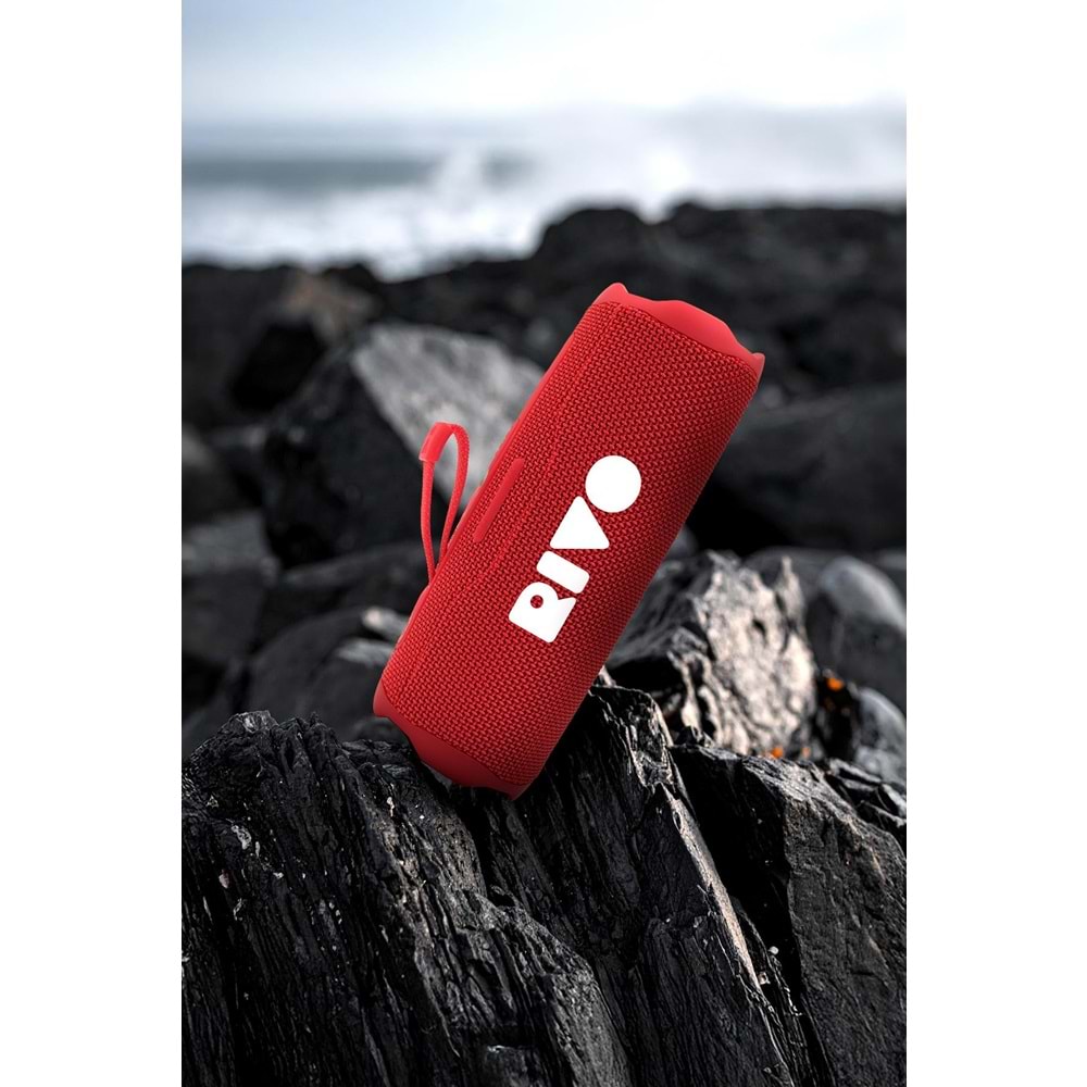 Powerway RİVO Kırmızı Taşınabilir Bluetooth Kablosuz Hoparlör 12 Saat Oynatma Çoklu Bağlantı