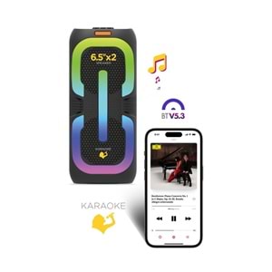 Maxron MXTune 16W Bluetooth Hoparlör Led Işıklı Ses Sistemi Parti Speaker Karaoke Özellikli