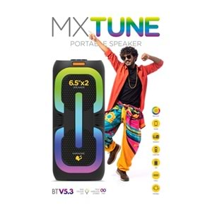 Maxron MXTune 16W Bluetooth Hoparlör Led Işıklı Ses Sistemi Parti Speaker Karaoke Özellikli