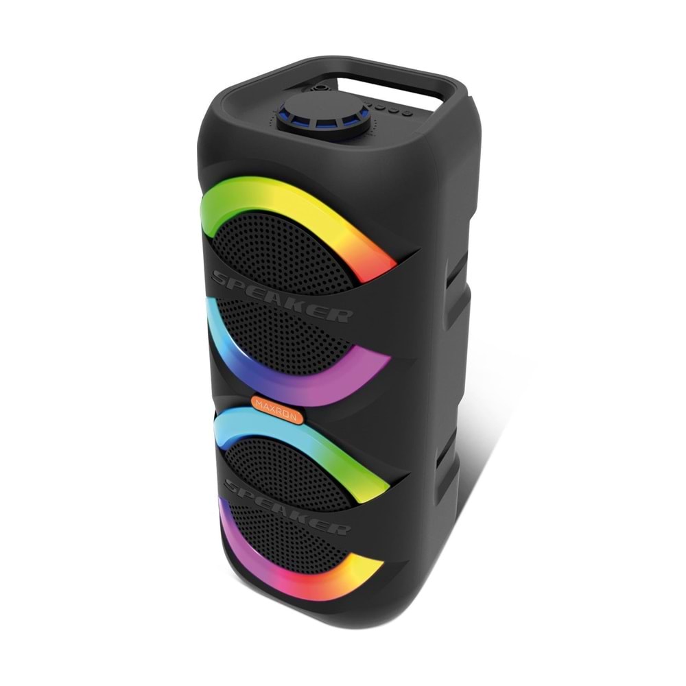 Maxron MXBass 16W Bluetooth Hoparlör Led Işıklı Ses Sistemi Parti Speaker Karaoke Özellikli