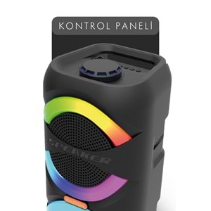 Maxron MXBass 16W Bluetooth Hoparlör Led Işıklı Ses Sistemi Parti Speaker Karaoke Özellikli