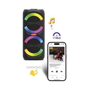 Maxron MXBass 16W Bluetooth Hoparlör Led Işıklı Ses Sistemi Parti Speaker Karaoke Özellikli