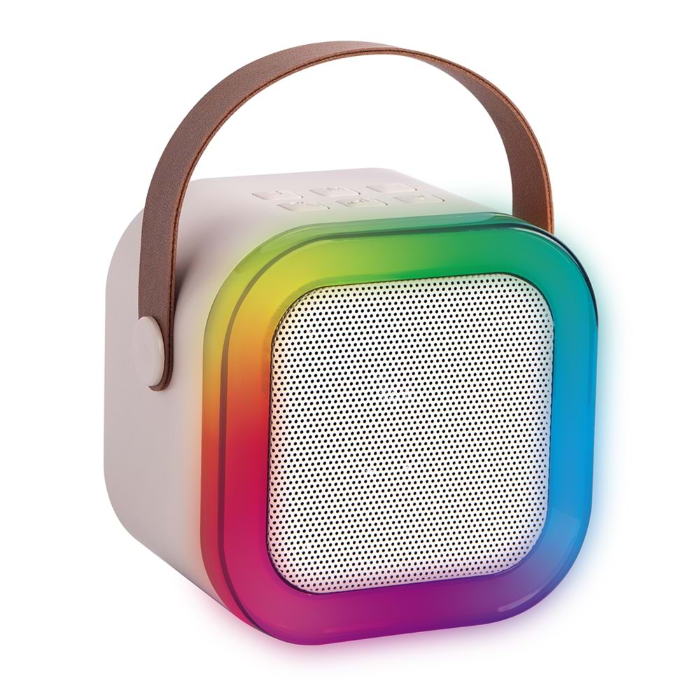 Mikado MD-27BT Naos Krem USB+TF+Bluetooth Destekli Wireless Karaoke Mikrofonlu 5W 800mAh Taşınabilir Speaker