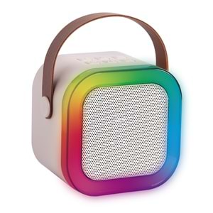 Mikado MD-27BT Naos Krem USB+TF+Bluetooth Destekli Wireless Karaoke Mikrofonlu 5W 800mAh Taşınabilir Speaker