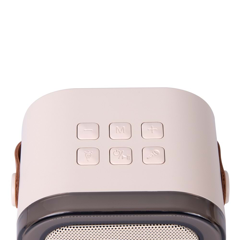 Mikado MD-27BT Naos Krem USB+TF+Bluetooth Destekli Wireless Karaoke Mikrofonlu 5W 800mAh Taşınabilir Speaker