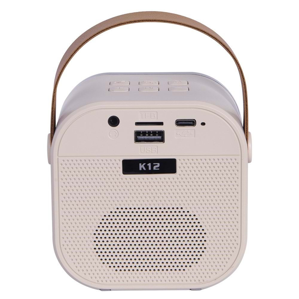 Mikado MD-27BT Naos Krem USB+TF+Bluetooth Destekli Wireless Karaoke Mikrofonlu 5W 800mAh Taşınabilir Speaker