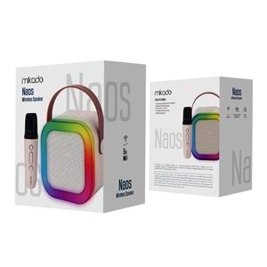 Mikado MD-27BT Naos Krem USB+TF+Bluetooth Destekli Wireless Karaoke Mikrofonlu 5W 800mAh Taşınabilir Speaker