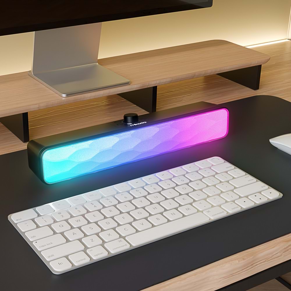 Mikado MD-SBT31 Siyah/Beyaz 5W*2 1200mAh BT,RGB,TF Card,Type-C ,USB Soundbar Speaker