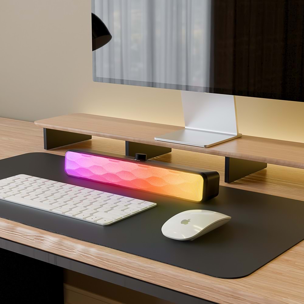 Mikado MD-SBT31 Siyah/Beyaz 5W*2 1200mAh BT,RGB,TF Card,Type-C ,USB Soundbar Speaker