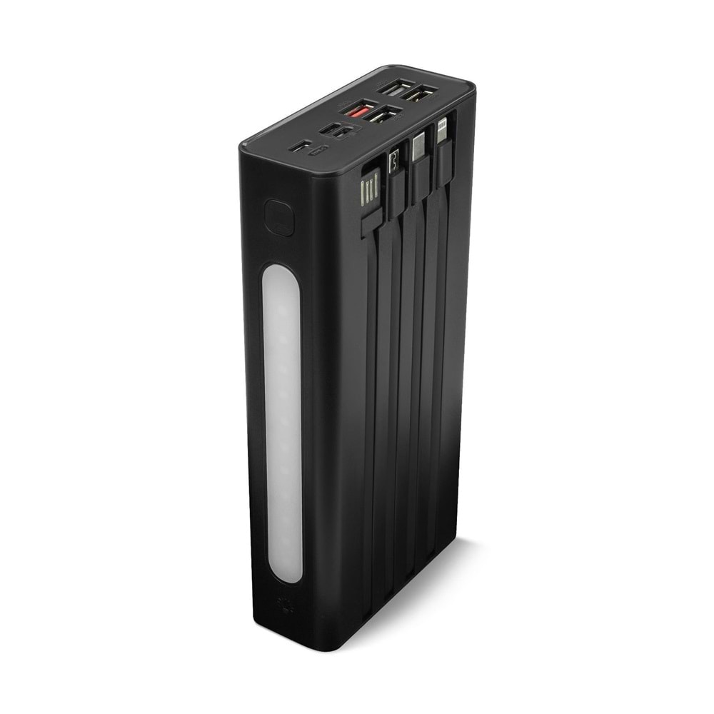Powerway QC30S 30.000 Mah PD 22.5W Dahili Kablolu Hızlı Şarj Led Işıklı Powerbank