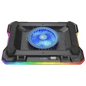Rampage S49 Cyclone Siyah 10 Mode RGB 140*140mm 1 Fanlı 14-19 inç LED Ekranlı Notebook Soğutucu Stand