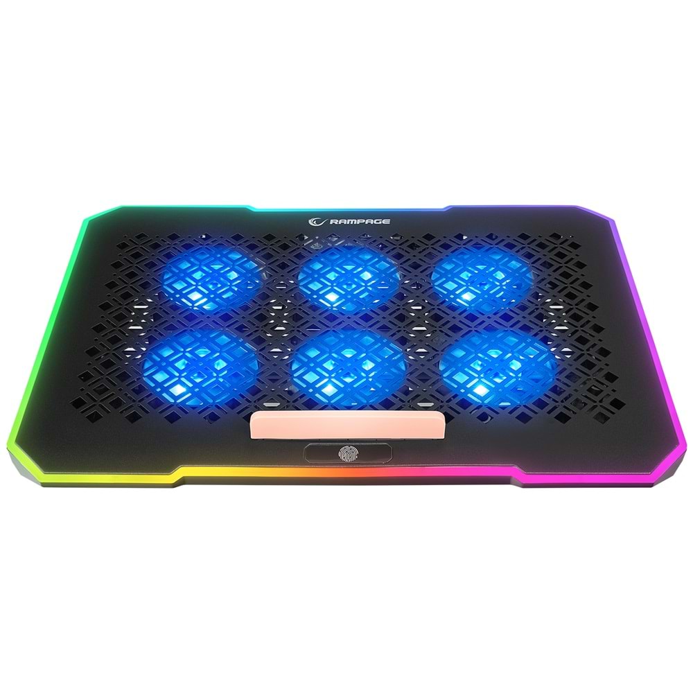Rampage S48 FREEZ Siyah 10 Mode RGB 70*70*10MM*6 Adet Fan 9''-17'' Notebook Soğutucu Stand