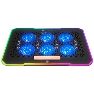 Rampage S48 FREEZ Siyah 10 Mode RGB 70*70*10MM*6 Adet Fan 9''-17'' Notebook Soğutucu Stand