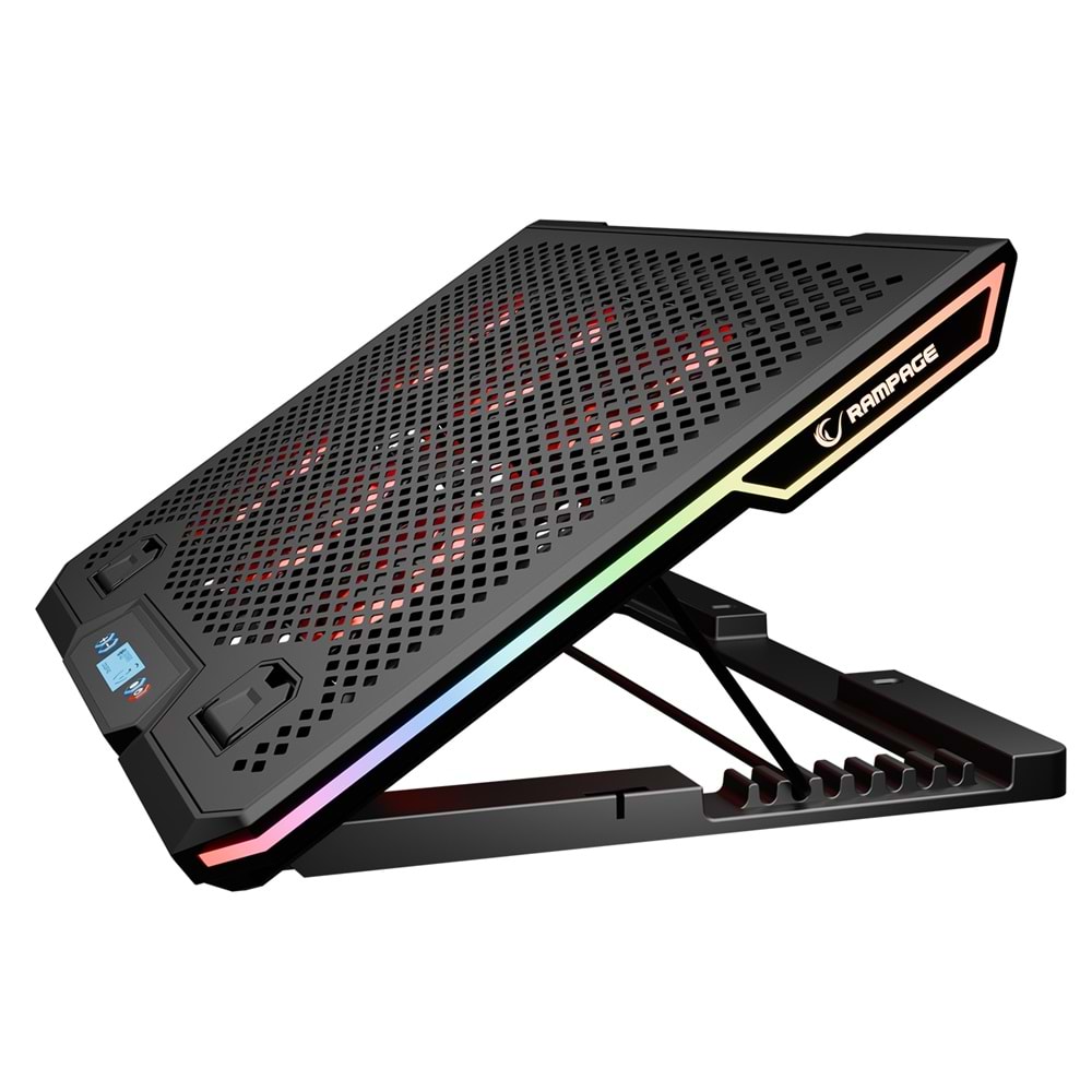 Rampage Blizzard R7 RGB Işıklı 6 Fanlı LCD Ekranlı 2 Usb Soketli 13''-15.6'' Notebook Soğutucu Stand