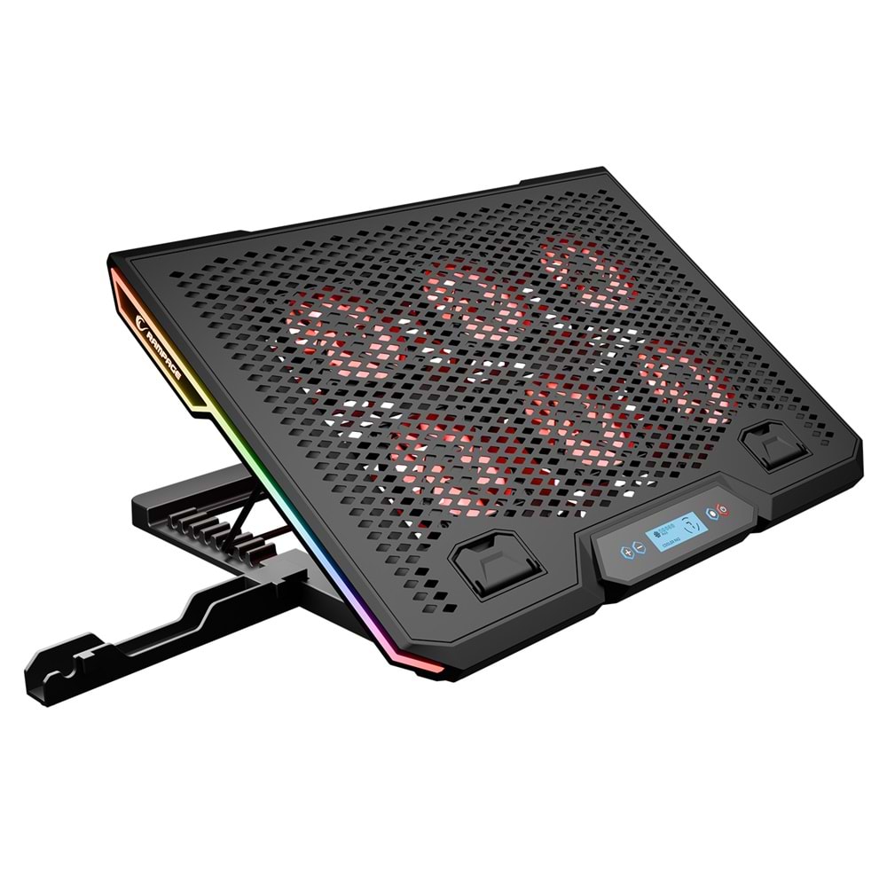 Rampage Blizzard R7 RGB Işıklı 6 Fanlı LCD Ekranlı 2 Usb Soketli 13''-15.6'' Notebook Soğutucu Stand