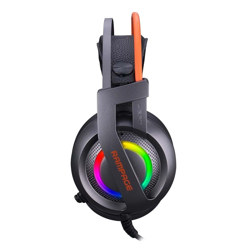 Rampage RM-X7 Tornado Usb Rgb 7.1 Siyah Cmedıa 100b Chipset Usb Rgb Led Efektli Oyuncu Mikrofonlu Kulaklık