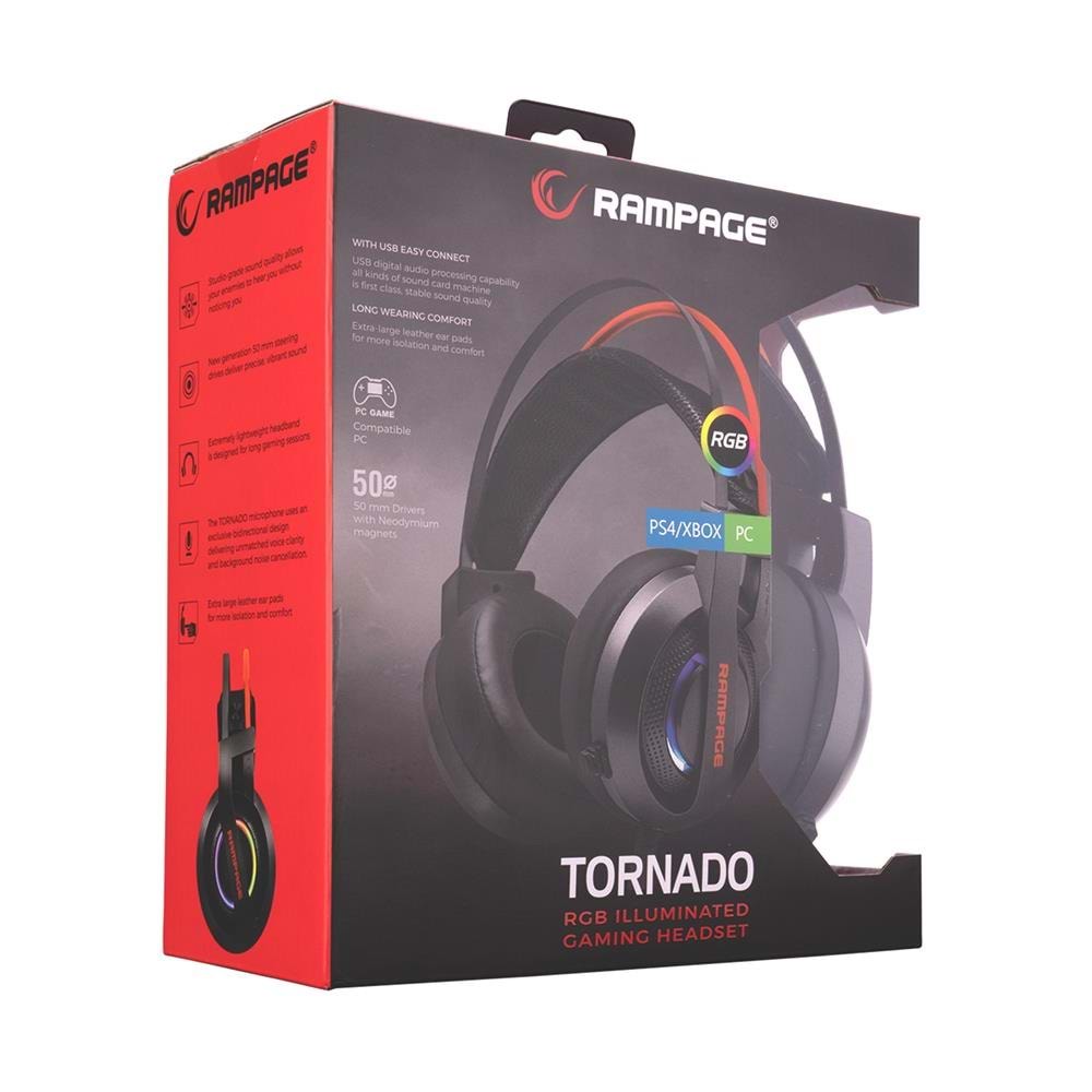 Rampage RM-X7 Tornado Usb Rgb 7.1 Siyah Cmedıa 100b Chipset Usb Rgb Led Efektli Oyuncu Mikrofonlu Kulaklık