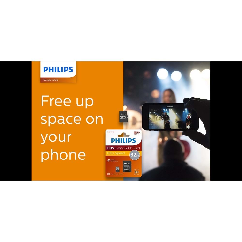 Philips Ultra Speed FM32MP45B Class 10 UHS-I U1 A1 V10 32 GB Micro SD Kar
