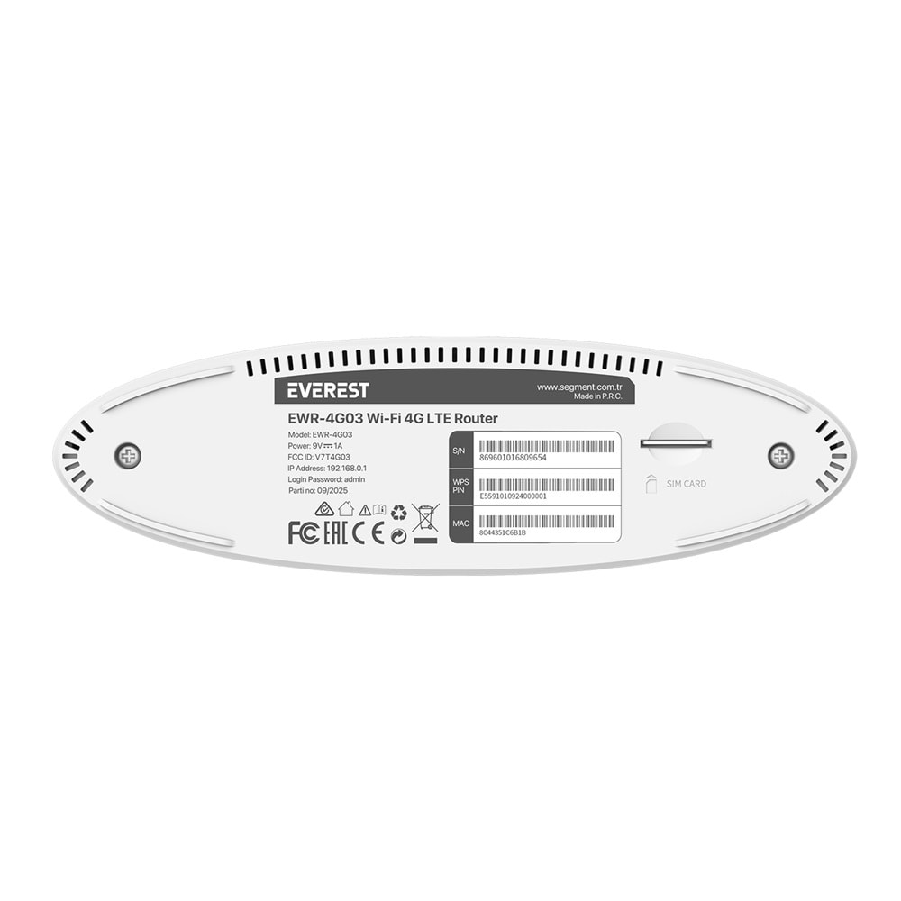 Everest EWR-4G03 300Mbps 2.4GHz Wifi 1xWan 1xLan 1xSIM Card 4G LTE Wireless Router