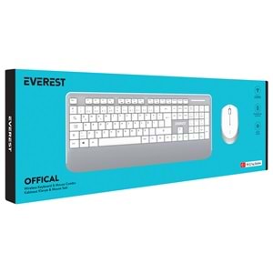 Everest KM-6176 OFFICAL Beyaz/Gri Kablosuz Combo Q Multimedia Klavye + Mouse Set
