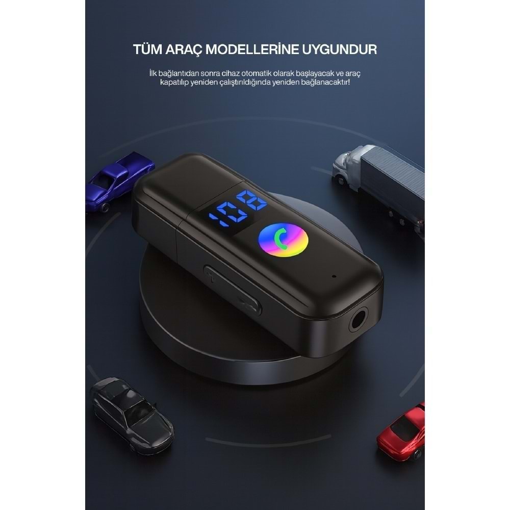 Concord BT-16 2IN1 Bluetooth Receiver USB-Aux Kablo Ses Kontrol Ekran