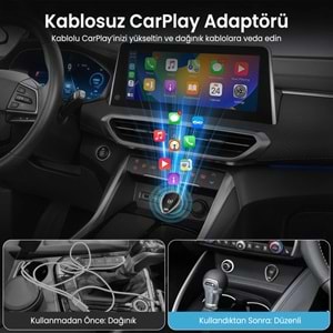 Bix CB01 2.4G/5G WiFi CarPlay Android Auto Kabloludan Kablosuza Çevirici USB Adaptör