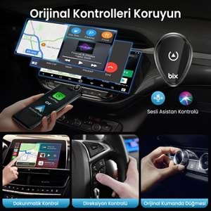 Bix CB01 2.4G/5G WiFi CarPlay Android Auto Kabloludan Kablosuza Çevirici USB Adaptör