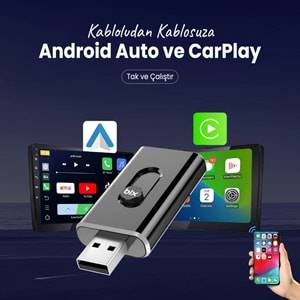 Bix CB02 2.4G/5G WiFi CarPlay Android Auto Kabloludan Kablosuza Çevirici USB-A USB-C Çift Uçlu Hibrit Adaptör
