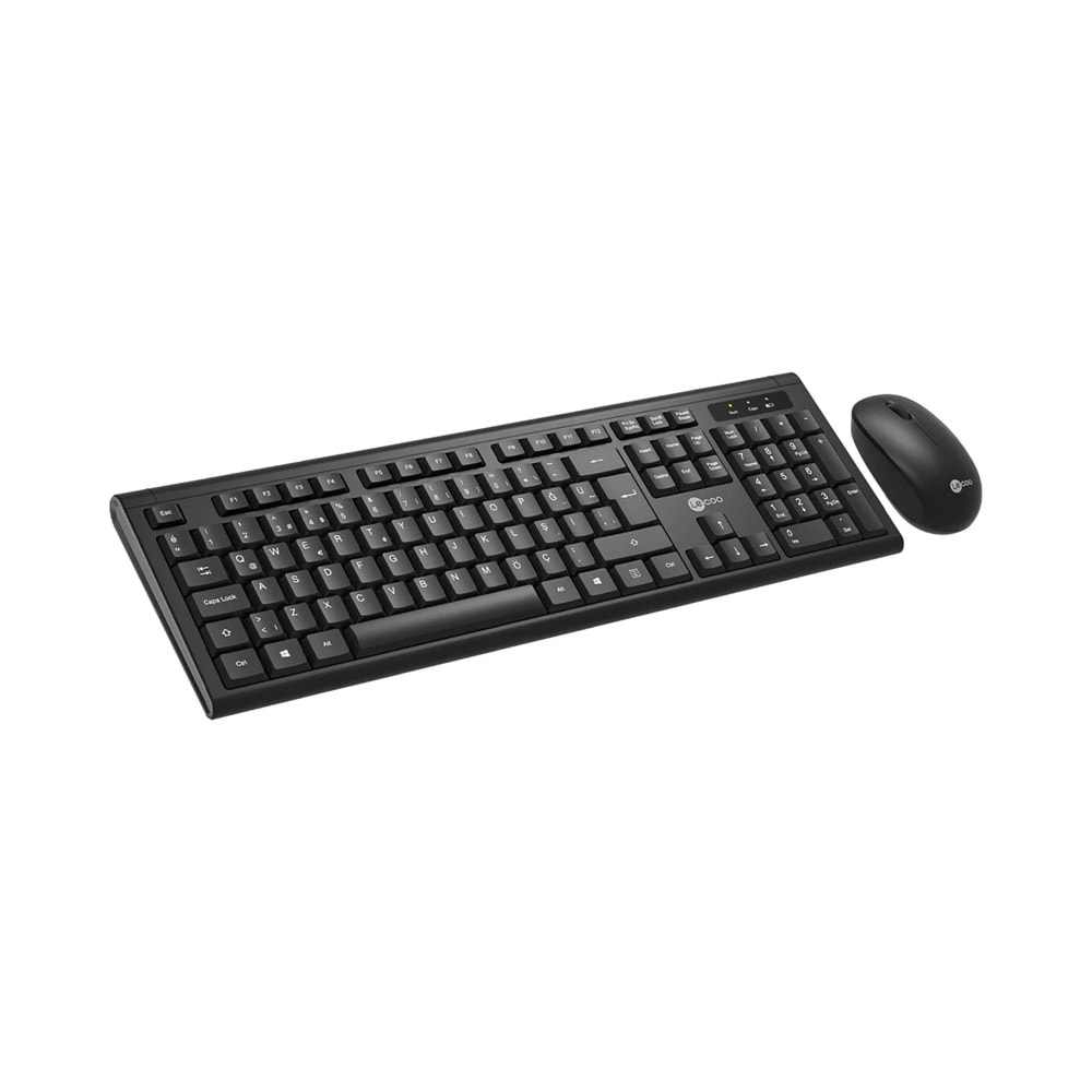 Lecoo KW200 Kablosuz Türkçe Q Klavye & Mouse Set Siyah