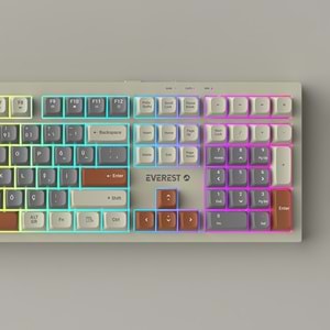 Everest KM-77 Runa Gri/Krem/Kahve Usb Rainbow Aydınlatmalı Sessiz Q Klavye + Mouse Set