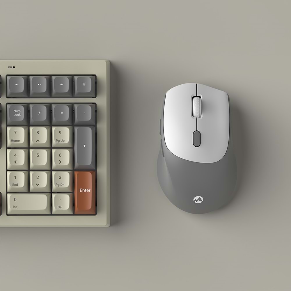 Everest KM-78 Rena Krem/Gri/Kahve Kablosuz 2.4 + BT RGB Aydınlatmalı Sessiz Q Su Sıçramasına Dayanıklı Klavye + Mouse Se