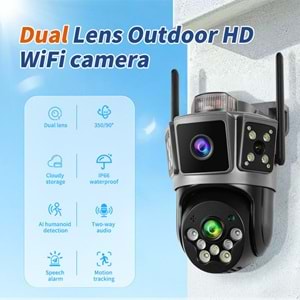İronix TP7 WiFi 6MP Çift Lensli PTZ Kamera Gece Görüşlü Renkli Dış Mekan Kameraları Okam Uygulaması IP 2 lı Kamera
