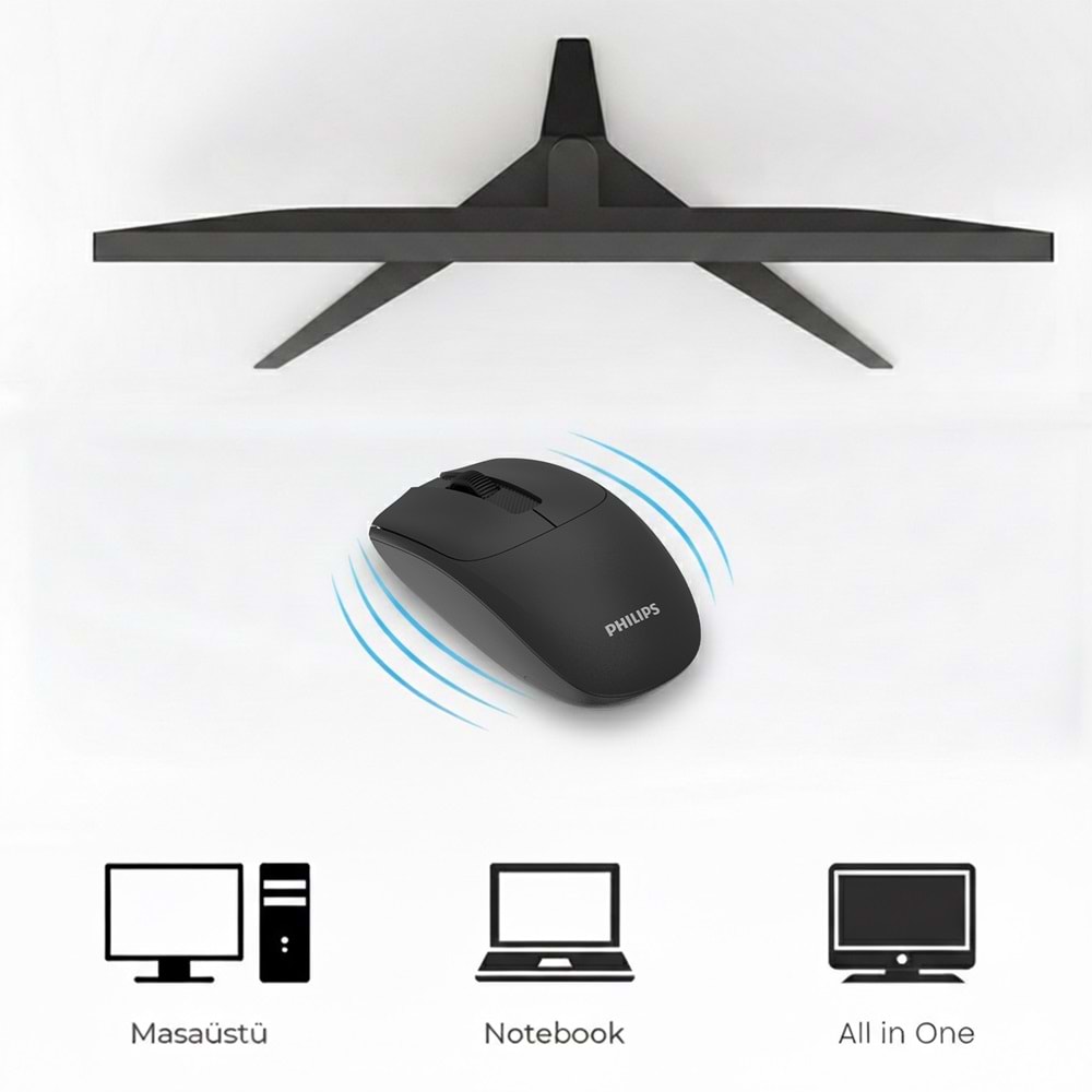 Philips SPK7398 Siyah Sessiz Optik Kablosuz Mouse
