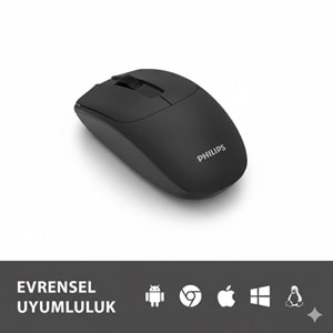 Philips SPK7398 Siyah Sessiz Optik Kablosuz Mouse