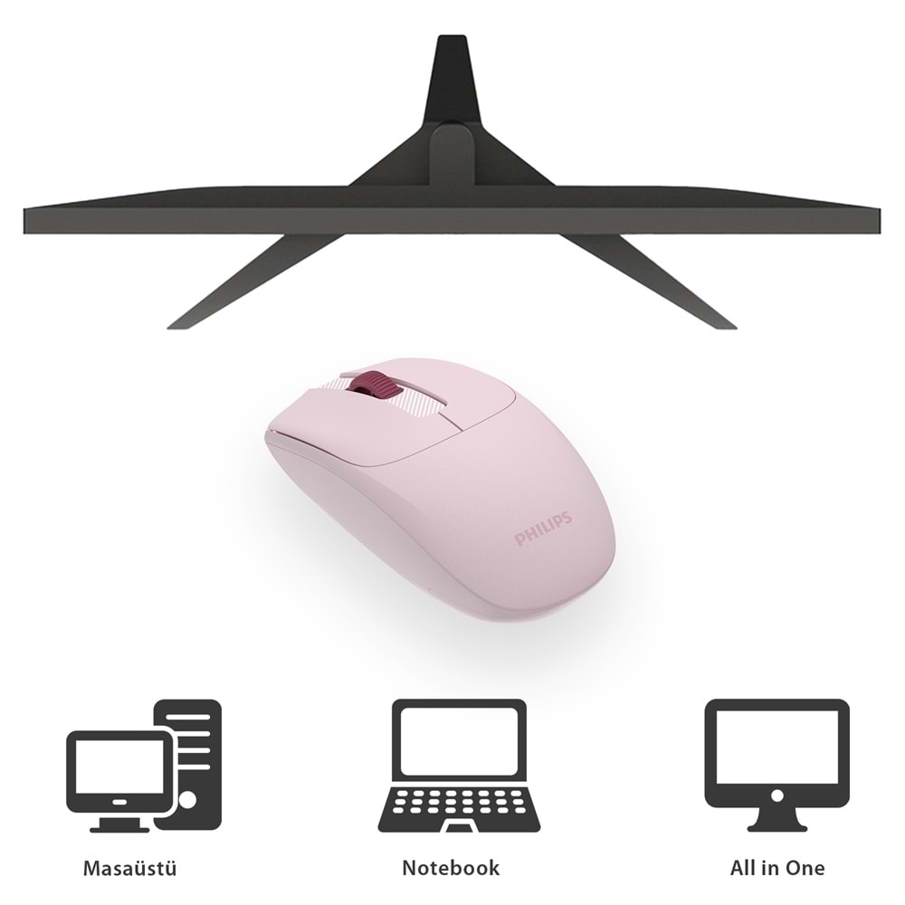 Philips SPK7398 Pembe Sessiz Optik Kablosuz Mouse