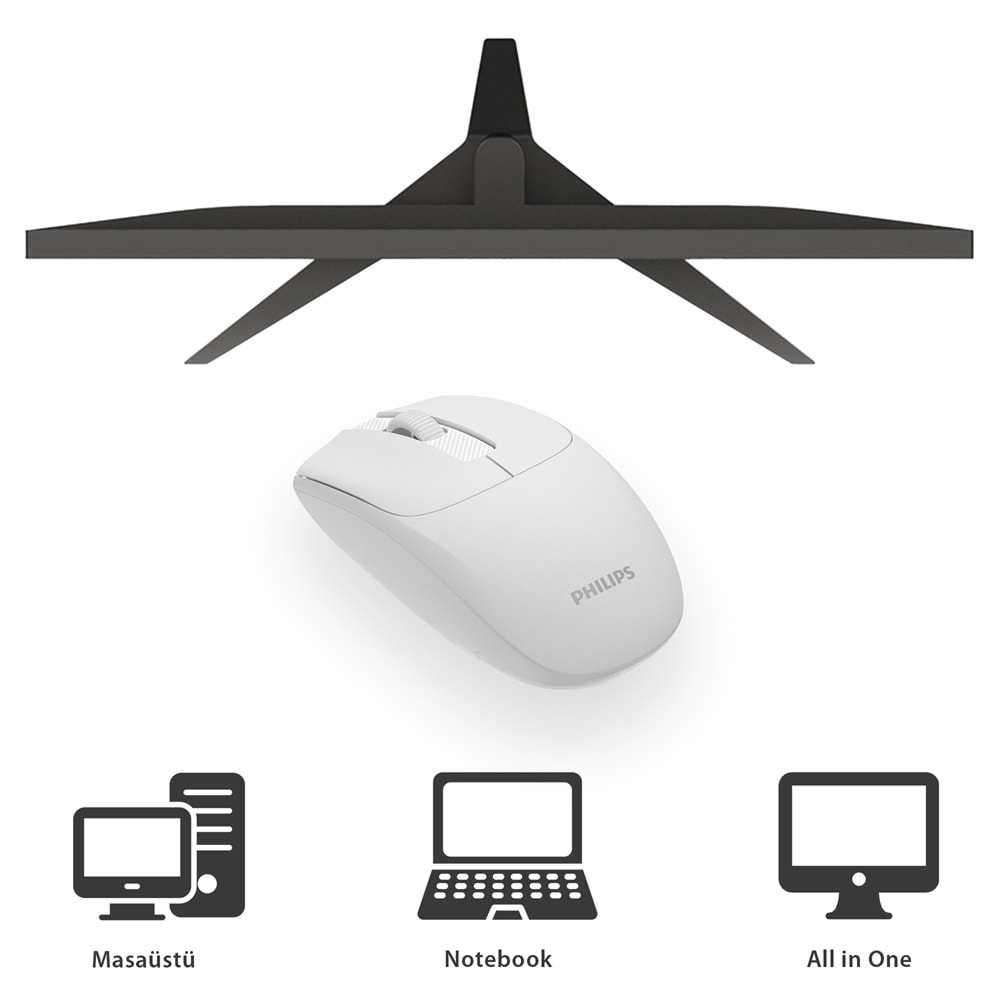 Philips SPK7398 Beyaz Sessiz Optik Kablosuz Mouse