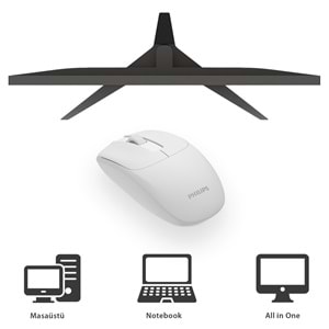 Philips SPK7398 Beyaz Sessiz Optik Kablosuz Mouse