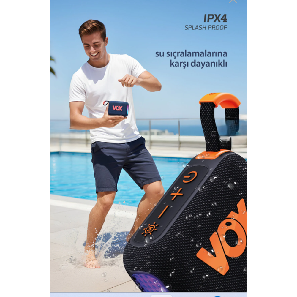 Powerway IPX4 Vox Usb Hafıza Kartı Aux Radyo Led Işıklı Bluetooth Hoparlör Hi-Fi Ses Bombası