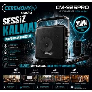 Ceremony Audio CM-925PRO 5.25 Inç 200WATT Profesyonel Taşınabilir Bluetooth Hoparlör Tws