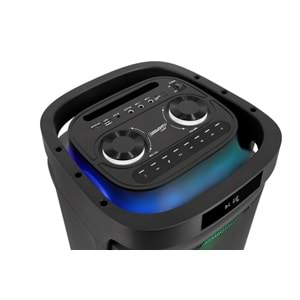 Ceremony Audio CM-208 Taşınabilir Bluetooth Parti Hoparlör 2x8 Inç Woofer 400WATT Tws Disco Lights
