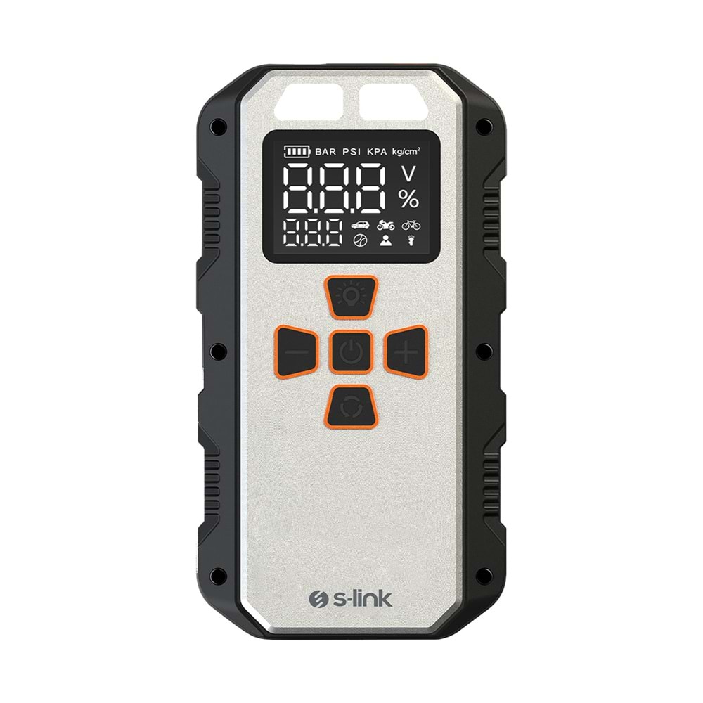 S-Link AKT2027 Gümüş 8000mAh 150 Psi 4 in1 Powerbank+ LED IşıkLastik Sisirme Ve Akü Takviye cihazı