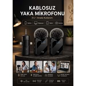 Sprange SM-12 3IN1 Kablosuz Yaka Mikrofonu