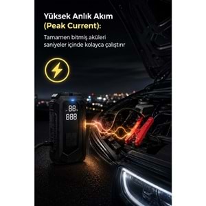 Portable Q18B 18.000 mAh Akü Takviye Cihazı & Hava Kompresörü
