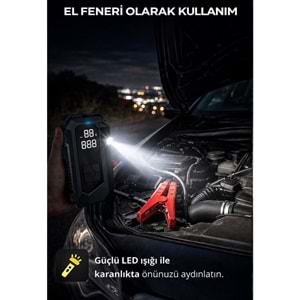 Portable Q18B 18.000 mAh Akü Takviye Cihazı & Hava Kompresörü